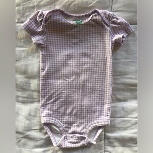 Carters One Piece Bodysuit Baby Girls Size 12 Months Lavender Plaid Short Sleeve